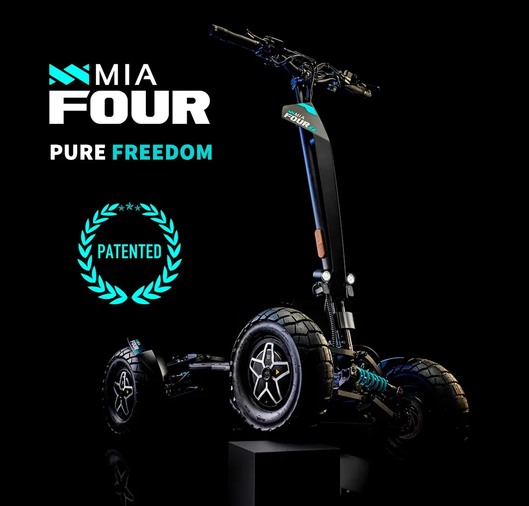 MIA FOUR · Pure Freedom · טכנולוגיית ארבעה גלגלים ממוזערת מוגנת פטנט (PATENTED)